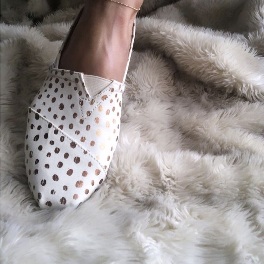 TOMS Rose Gold Canvas Dots Shoes